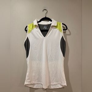 PAGE & TUTTLE Women's White and Green Sleeveless Top